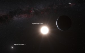 UN' IMMAGINE ARTISTICA DEL SISTEMA DI ALPHA CENTAURI