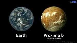 UNA RESA ARTISTICA DI PROXIMA B ACCANTO ALLA TERRA