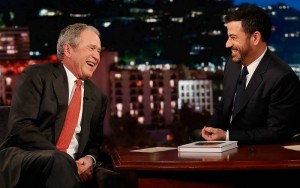 L'EX PRESIDENTE BUSH OSPITE DEL TALK SHOW DI JIMMY KIMMEL