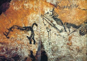LA SCENA NELLE GROTTE DI LASCAUX
