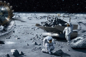 I MINATORI-ASTRONAUTI LAVORANO SU UN ASTEROIDE