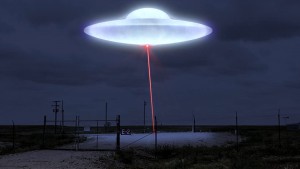 UN'ELABORAZIONE GRAFICA DI UN UFO CHE COLPISCE UN SITO NUCLEARE